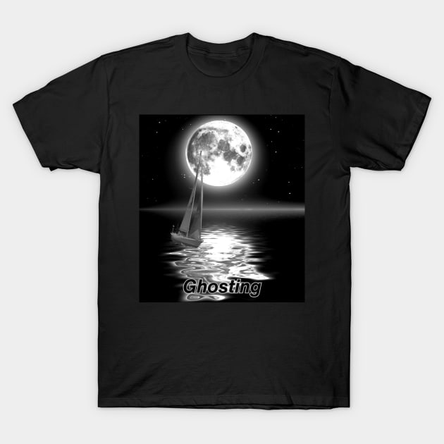 Sailing - Ghosting Along On A Sailboat At Night T-Shirt by SwishMarine